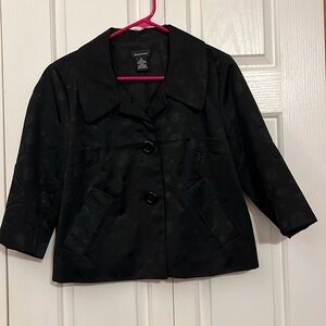 Spense black dress jacket with polka dot pattern and faux pockets. Med